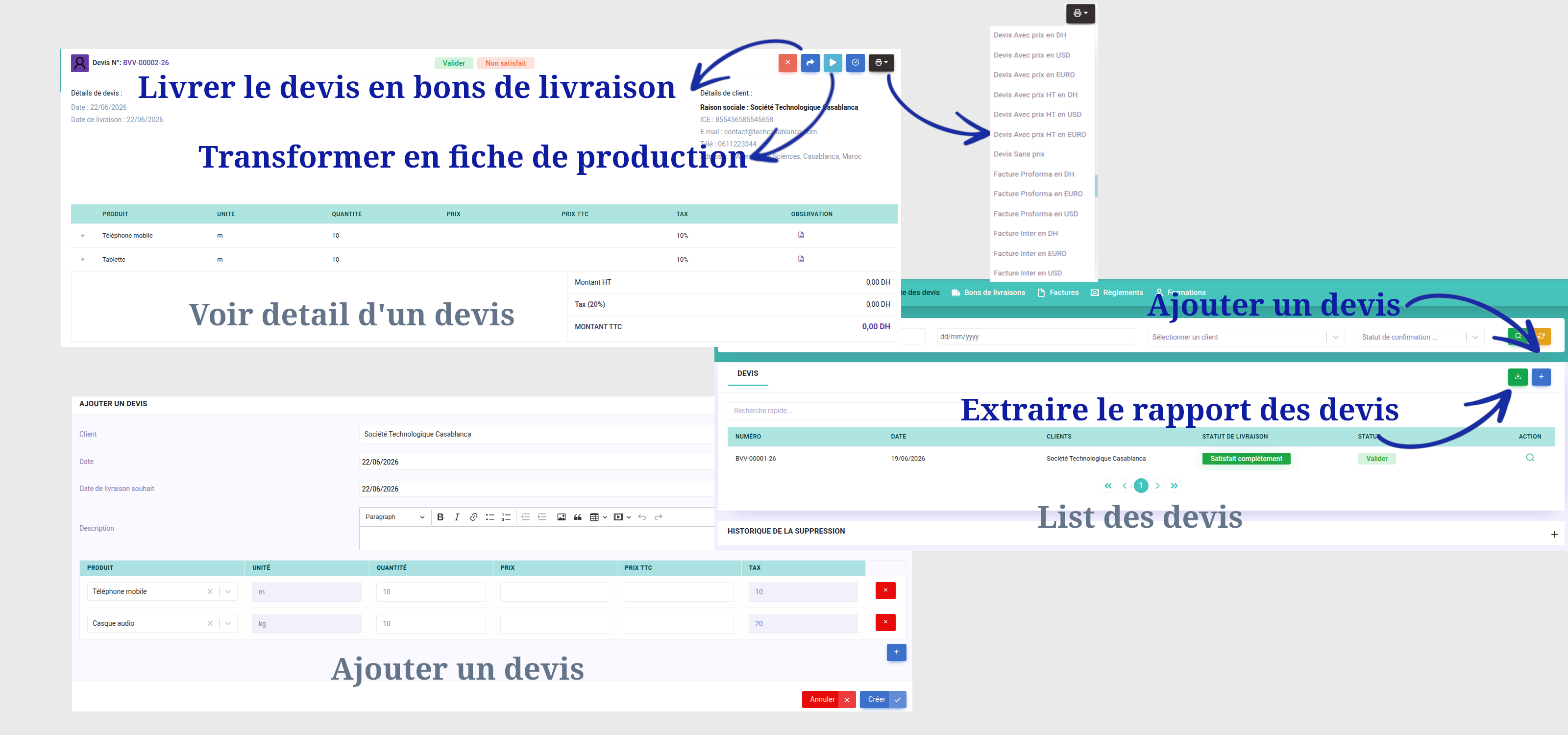 Gestion des devis